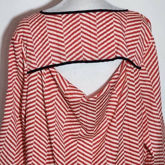 Gibson Latimer Pink Chevron Blouse Size Large Rose and Cream Chevron Print Top - Picture 7 of 11